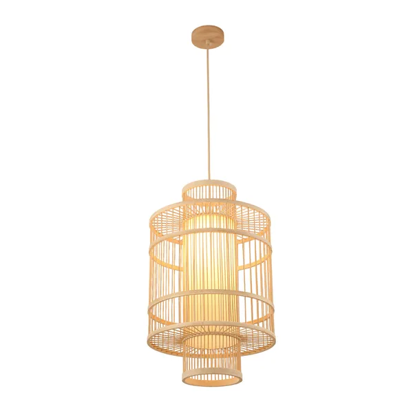 Tronic Bamboo Pendant Lamp - Tall Cylindrical Frame