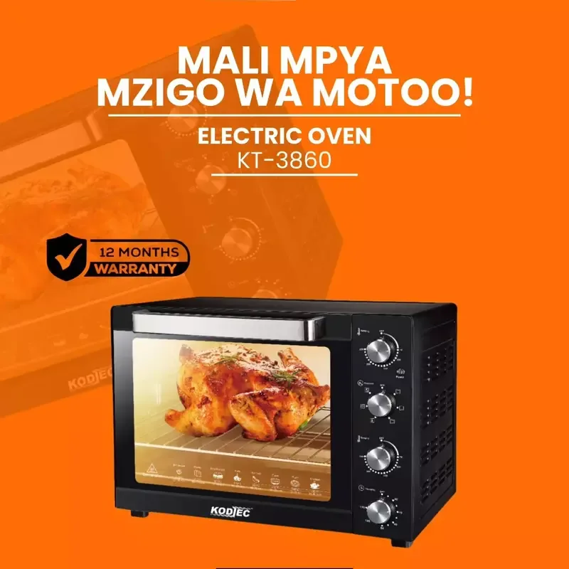 Kodtec Electric Oven - 1600W High Power Heating System, 36L Large Capacity, Baking, Roasting & Grilling Function, Adjustable Temperature Control with Timer, Family Size Heavy Duty Kitchen Oven KT-3860 3 Kodtec Electric Oven - 1600W High Power Heating System, 36L Large Capacity, Baking, Roasting & Grilling Function, Adjustable Temperature Control with Timer, Family Size Heavy Duty Kitchen Oven KT-3860