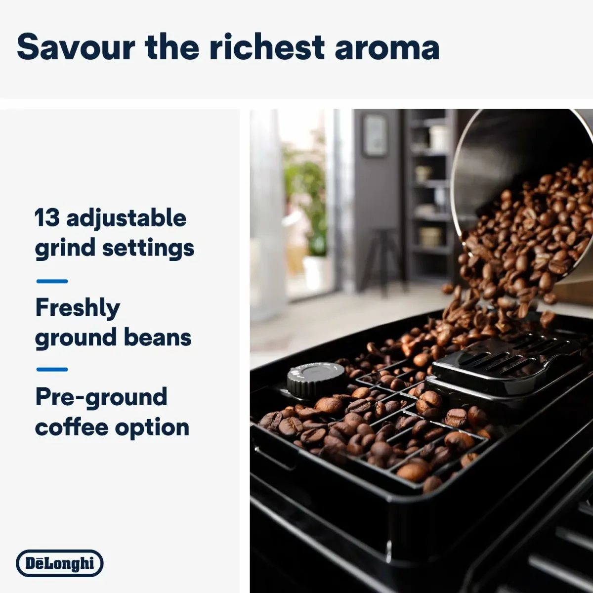 Delonghi Magnifica Start Fully Automatic Bean-to-Cup Coffee Machine, Auto Milk, 1450W, Black ECAM220.60.B
