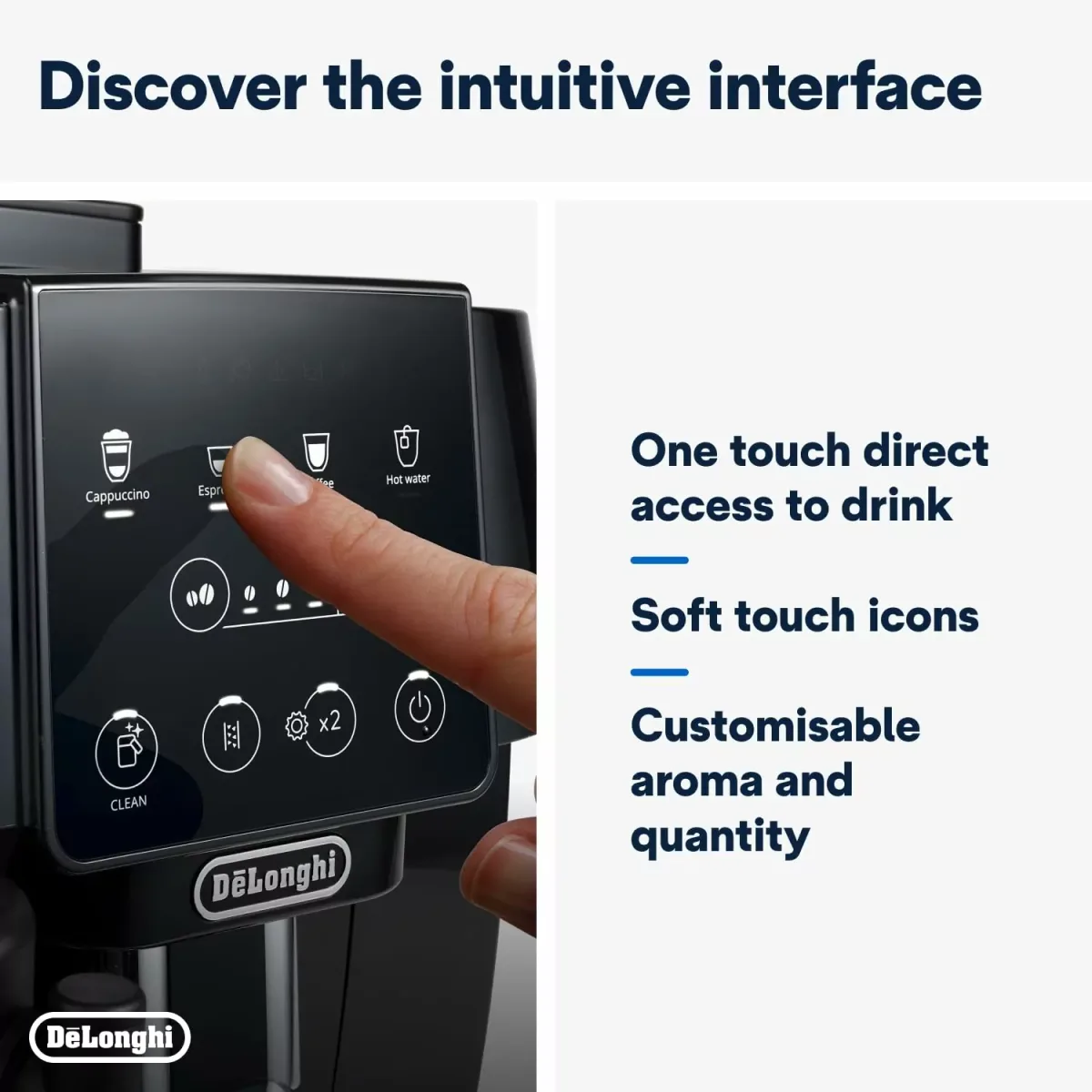 Delonghi Magnifica Start Fully Automatic Bean-to-Cup Coffee Machine, Auto Milk, 1450W, Black ECAM220.60.B