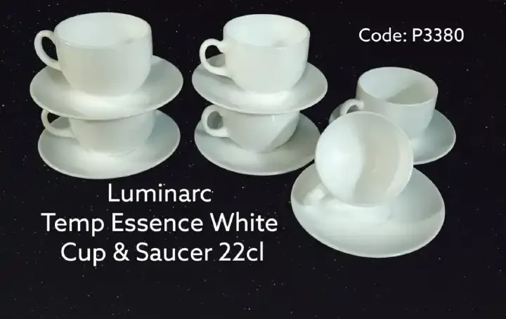 Luminarc Temp essence kitchen white cup and saucer - 12pcs