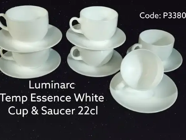 Luminarc Temp essence kitchen white cup and saucer - 12pcs