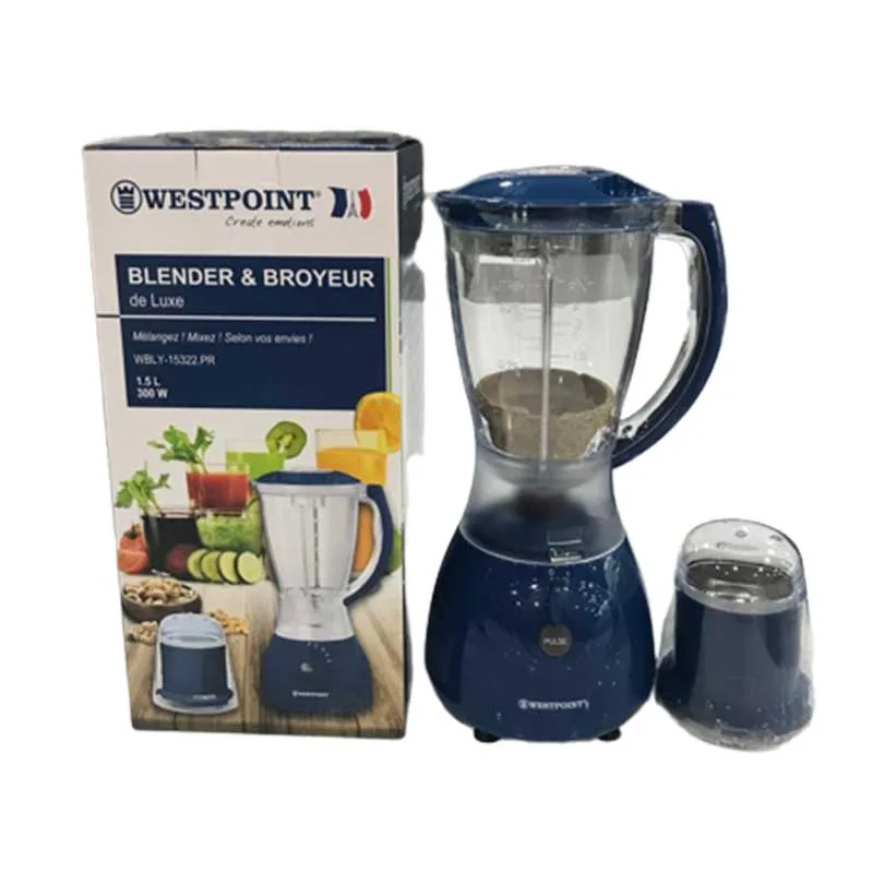Westpoint Blender 1.5L Plastic Jar 300W with Mill WBLY-15322.PR