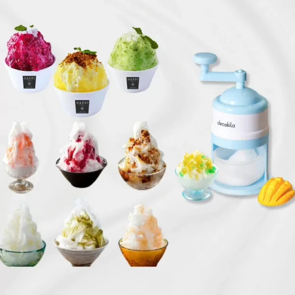 Decakila Ice Crusher Manual Plastic Material Stainless Steel Sharp Blades Bpa Free Kmtt087w portable easy turn hand crank design steel blades making shaved ice quickly