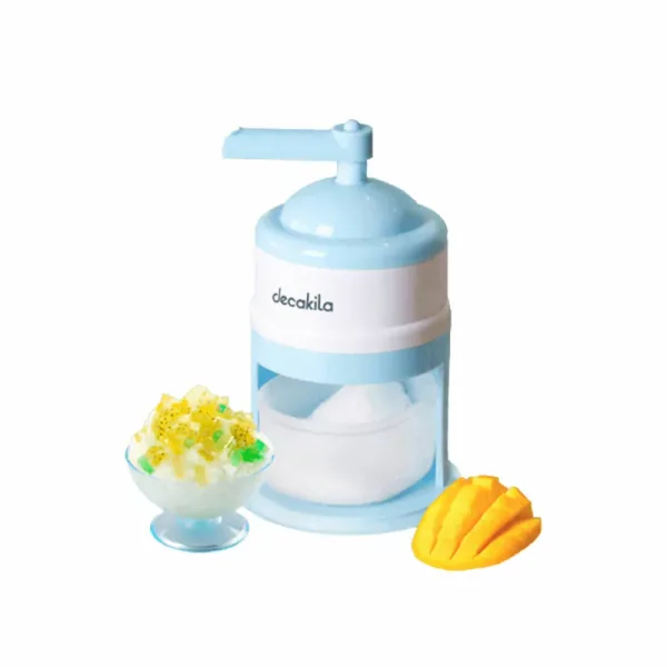 Decakila Ice Crusher Manual Plastic Material Stainless Steel Sharp Blades Bpa Free Kmtt087w portable easy turn hand crank design steel blades making shaved ice quickly
