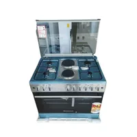 Westpoint Freestanding Cooker, 60X60cm, 4 Gas, 2 Electric Plates, Electric Oven with Grill Glass Lid. Auto Ignition, Inox WCER9642E8X