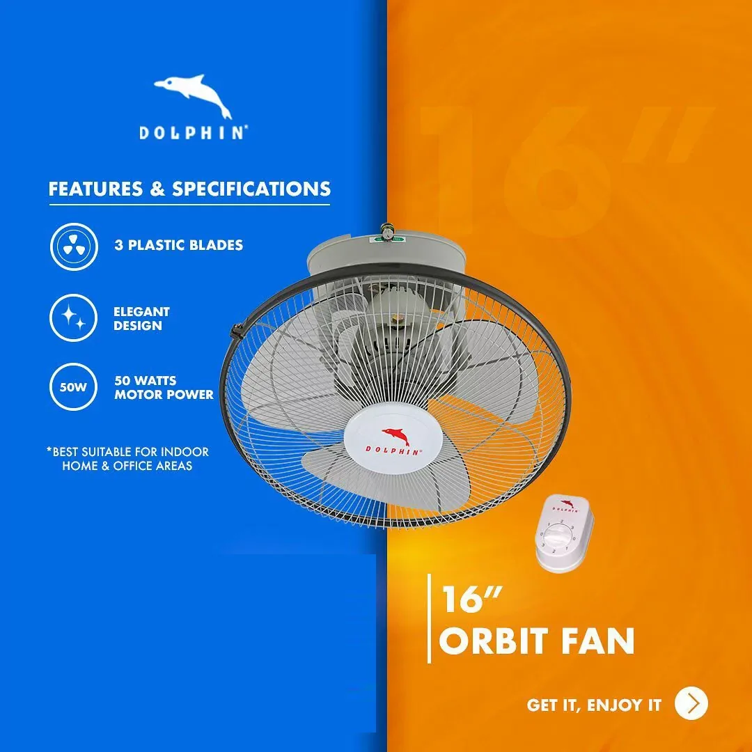 Dolphin Orbit Fan Plastic 16" 50W 1602