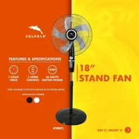 Dolphin Stand Fan 18" 50W w/Timer & Speed Plastic Blade 1870