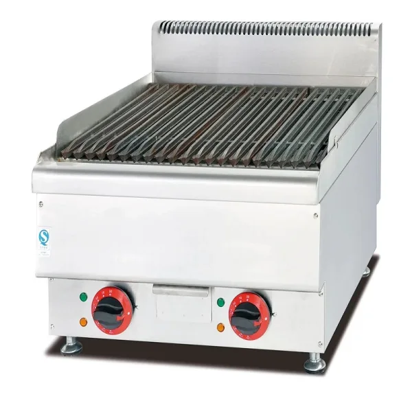 Commercial Countertop Electric BBQ Lava Rock Grill, 7.8kW Professional 3-Phase Charbroiler, 36kg Heavy-Duty 600mm Stainless Steel Industrial Grill WG-EB-669