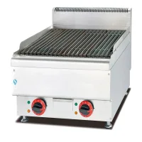 Commercial Countertop Electric BBQ Lava Rock Grill, 7.8kW Professional 3-Phase Charbroiler, 36kg Heavy-Duty 600mm Stainless Steel Industrial Grill WG-EB-669