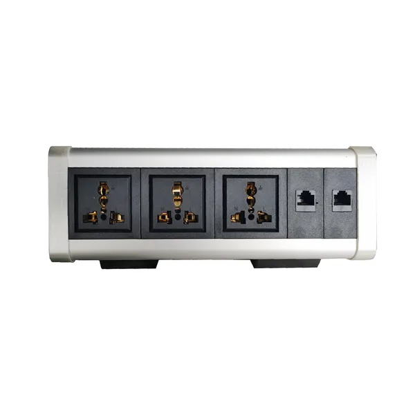 Tronic Desk Socket Universal x 3 + RJ45 Data x 2 BF INDE-01