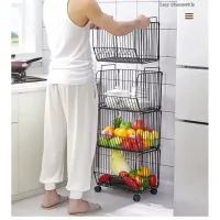 Nadstar Storage Rack Stainless Steel 3 Layers with Wheels Kitchen Standing Storage Rack HP22-029H