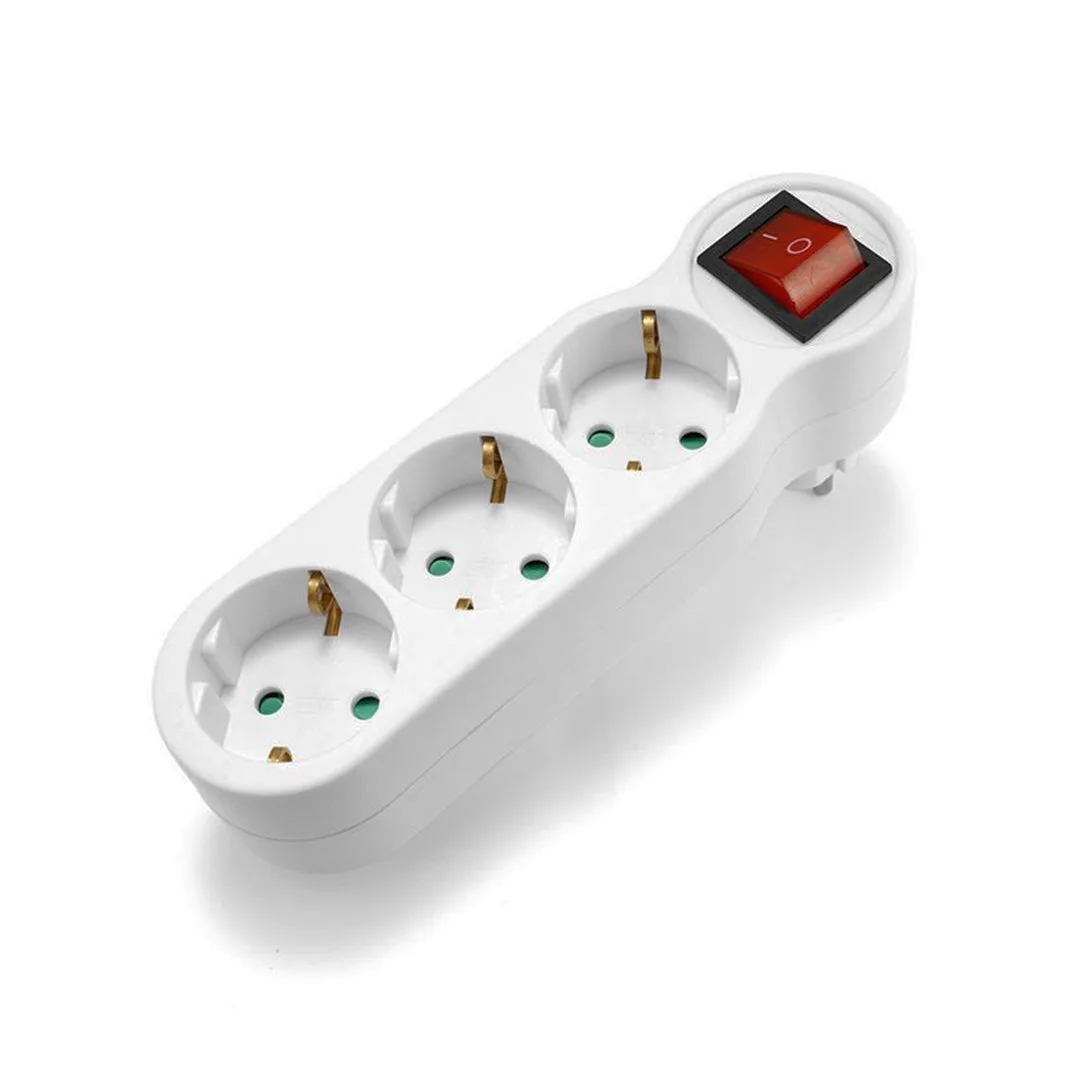 Tronic Power Strip With Switch 1-3 WAY EU Plug 2 Pin