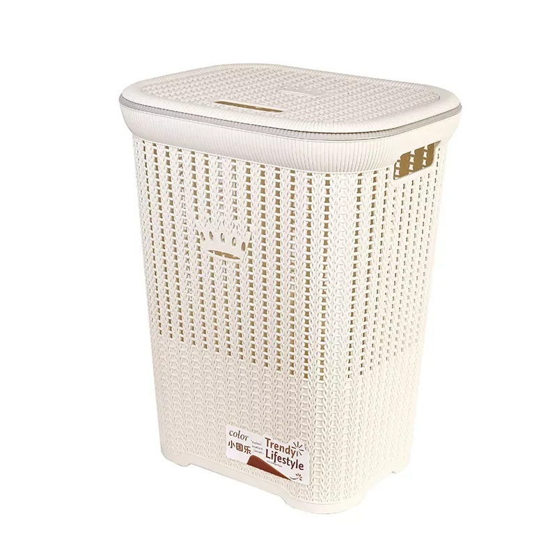 Nadstar Laundry Basket, Plastic Bathroom Clothes Storage Basket Organizer 2636