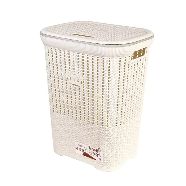 Nadstar Laundry Basket, Plastic Bathroom Clothes Storage Basket Organizer 2636
