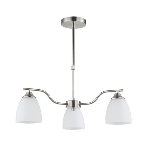 Tronic Silver & White 3-Light Glass Pendant