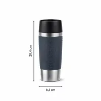 Tefal Essential Travel Mug 0.36L Stainless Steel Gray Double Wall Insulation Keeps Hot Drinks 3 Hours Cool 6 Hours Stainless Steel Silicone Coating Travel N2021510
