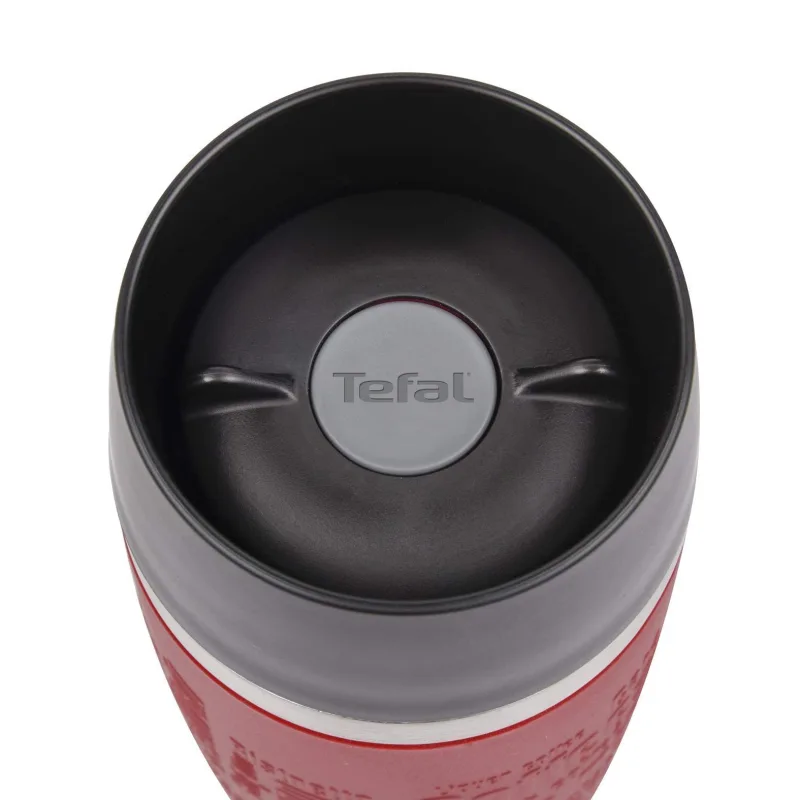 Tefal Essential Travel Mug 0.36L Stainless Steel Gray Double Wall Insulation Keeps Hot Drinks 3 Hours Cool 6 Hours Stainless Steel Silicone Coating Travel N2021510