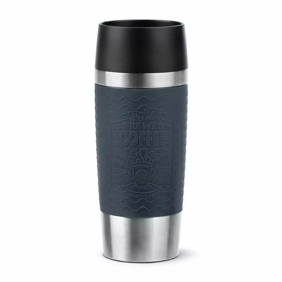 Tefal Essential Travel Mug 0.36L Stainless Steel Gray Double Wall Insulation Keeps Hot Drinks 3 Hours Cool 6 Hours Stainless Steel Silicone Coating Travel N2021510