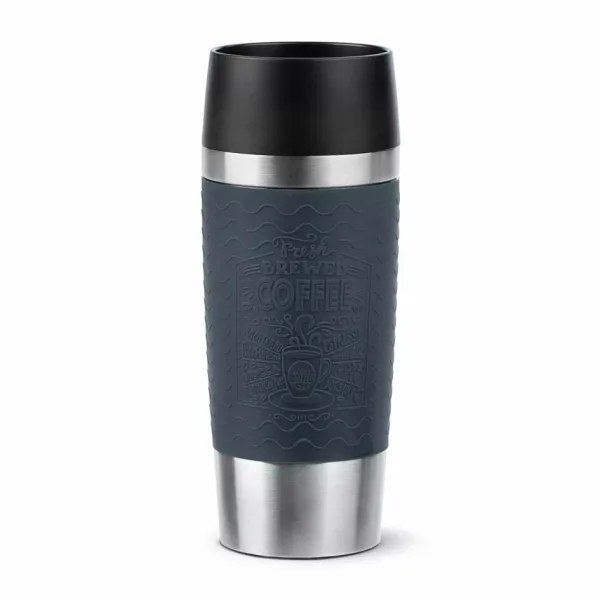 Tefal Essential Travel Mug 0.36L Stainless Steel Gray Double Wall Insulation Keeps Hot Drinks 3 Hours Cool 6 Hours Stainless Steel Silicone Coating Travel N2021510
