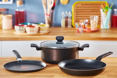 Tefal Easy Cook Frypan 20cm and 26cm Non Electric 2pc B4229153 aluminium material with heat indicator dishwasher safe and pfoa safe