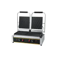 Commercial Dual Electric Contact Grill, 3.6kW High-Capacity Full Flat Plates, Independent Dual Zones WG-813B
