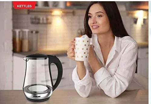 Nikai Jug Kettle 1.7L Glass With Cord Storage 2200W NK323G Automatic Shut Off Heat Plate With Led Indicator Light Detachable Filter Spout Cover