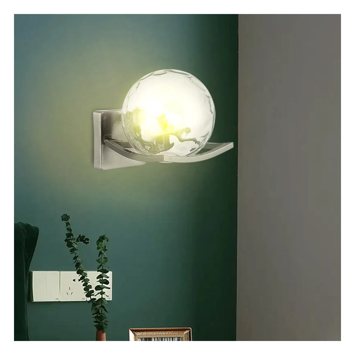 Tronic Clear Glass Globe Wall Lamp Silver