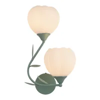Tronic Twin Tulip Wall Light - Frosted Shades with Green Arm
