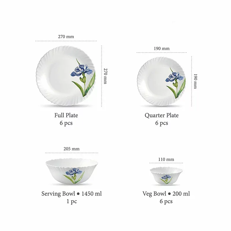 La Opala Dinner Set Royal Iris Classique 47 Pieces LR047