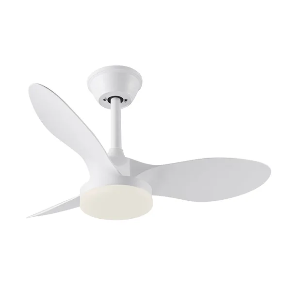 Tronic Minimalist White Ceiling Fan with LED Light - 3 Blades