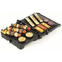 Kenwood Contact Grill Adjustable Temperature Cool Touch Handle 2000w Hgm31.000si - 3 Grill Positions Contact Grill, Oven Grill And Open Grill Detachable Grill Plates