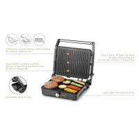 Kenwood Contact Grill Adjustable Temperature Cool Touch Handle 2000w Hgm31.000si - 3 Grill Positions Contact Grill, Oven Grill And Open Grill Detachable Grill Plates