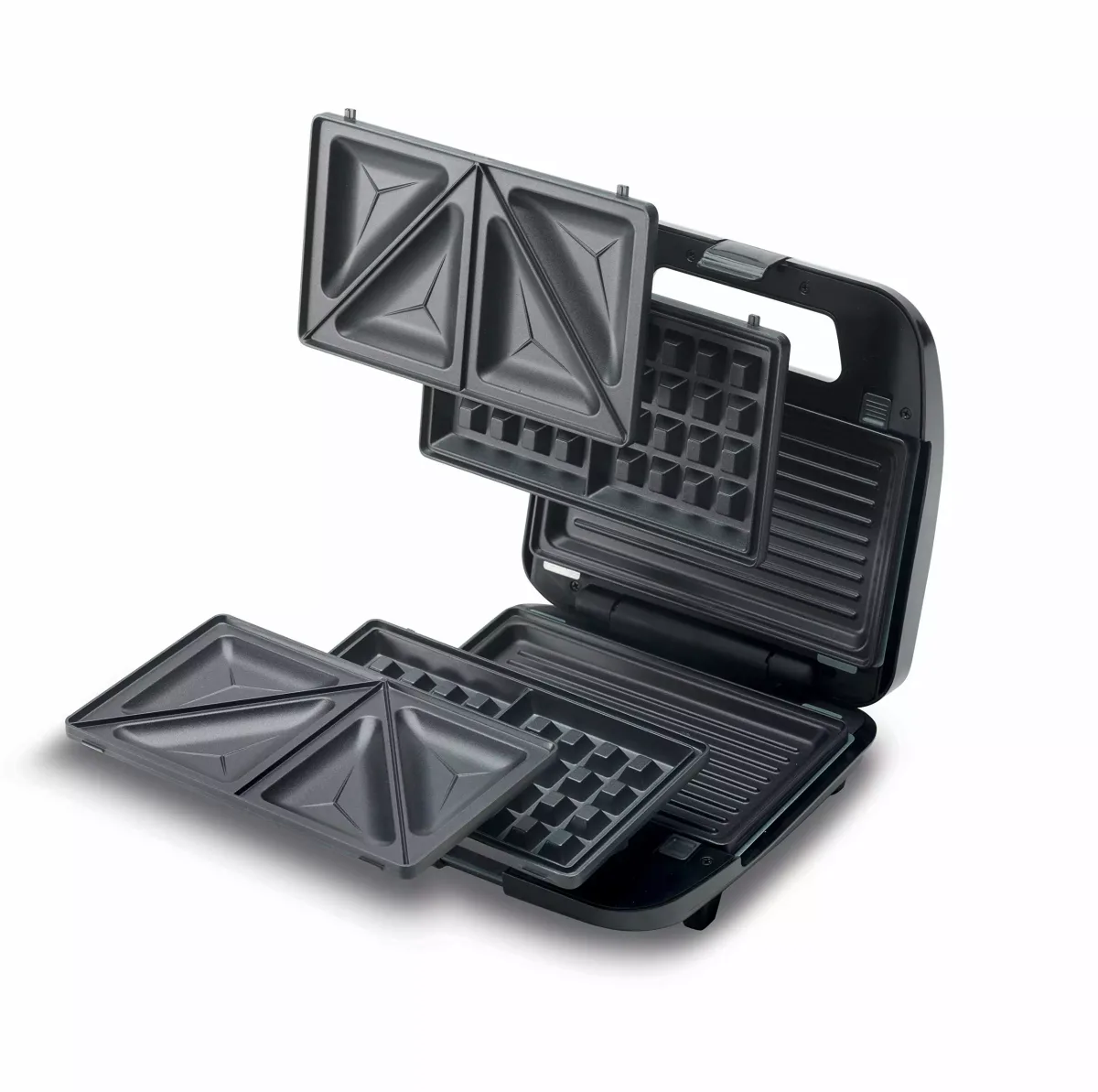 Kenwood Sandwich Toaster 2 Slice 3 in 1 Waffle Grill and Sandwich 750w Smm02.000si - Nonstick Grill Plates Cool Touch Handle Detachable Plates Light Indicator