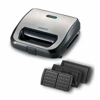 Kenwood Sandwich Toaster 2 Slice 3 in 1 Waffle Grill and Sandwich 750w Smm02.000si - Nonstick Grill Plates Cool Touch Handle Detachable Plates Light Indicator