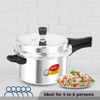 Pigeon Pressure Cooker 5l Deluxe Outer Lid Aluminium Sap 103 - Ergonomic Sturdy Handle Thermal Efficiency Special Alloy Safety Plug