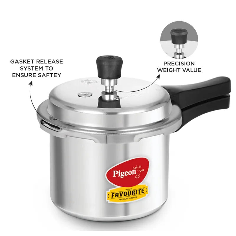 Pigeon Pressure Cooker 5l Deluxe Outer Lid Aluminium Sap 103 - Ergonomic Sturdy Handle Thermal Efficiency Special Alloy Safety Plug