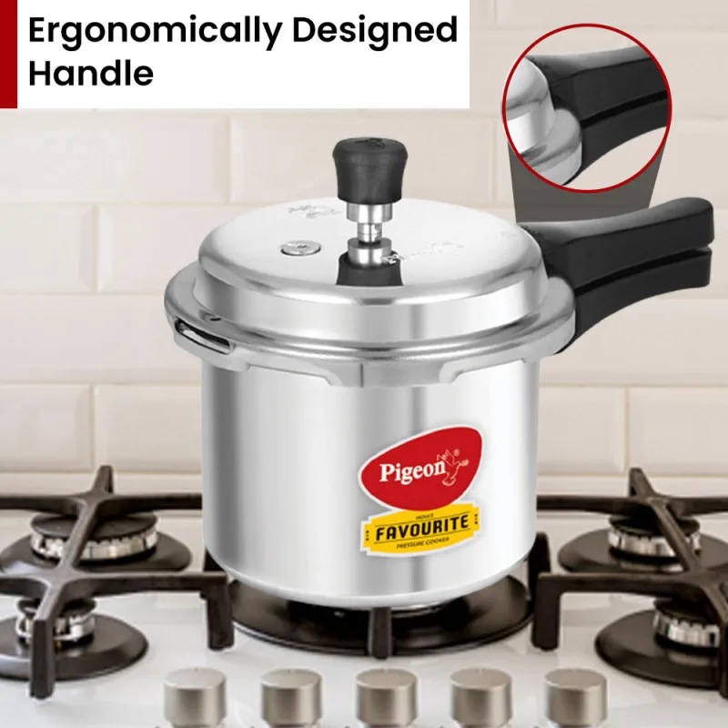 Pigeon Pressure Cooker 5l Deluxe Outer Lid Aluminium Sap 103 - Ergonomic Sturdy Handle Thermal Efficiency Special Alloy Safety Plug