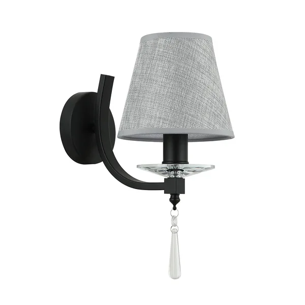 Tronic Elegant Black/Grey Wall Lamp with Fabric Shade