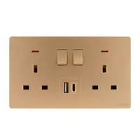 Tronic Gold - Twin Switch Socket with USB + Type C