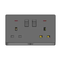 Tronic Grey Double Socket with Neon Light Indicator - 2 Gang, 13A