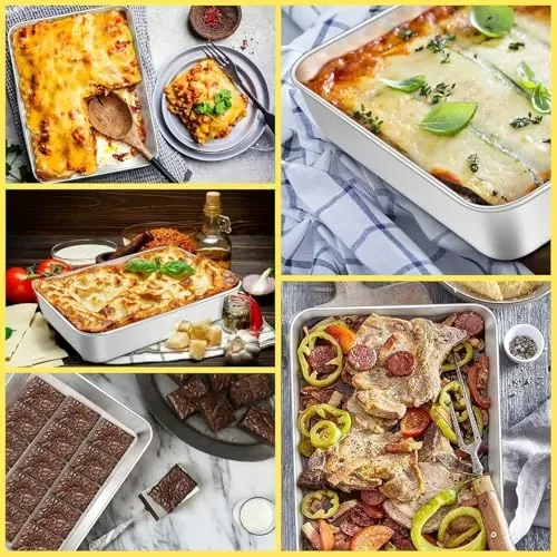 Nadstar Aluminium Square Tray 13" Cake Moulds, Rectangle Baking Tray, Deep Oven Pan for Lasagna, Brownie, Pizza, Heavy Duty, Anti-Rust, Easy Clean No18