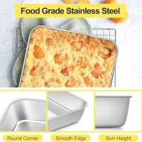 Nadstar Aluminium Square Tray 13" Cake Moulds, Rectangle Baking Tray, Deep Oven Pan for Lasagna, Brownie, Pizza, Heavy Duty, Anti-Rust, Easy Clean No18
