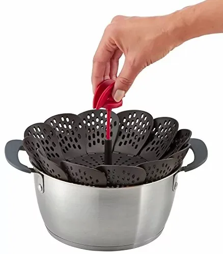 Tefal Ingenio Steamer Basket 14x9 cm Non Scratch Fordable Red & Black Award Winning Design K2071614