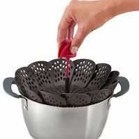 Tefal Ingenio Steamer Basket 14x9 cm Non Scratch Fordable Red & Black Award Winning Design K2071614