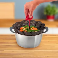 Tefal Ingenio Steamer Basket 14x9 cm Non Scratch Fordable Red & Black Award Winning Design K2071614