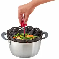 Tefal Ingenio Steamer Basket 14x9 cm Non Scratch Fordable Red & Black Award Winning Design K2071614