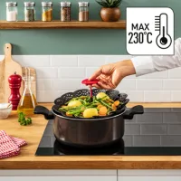 Tefal Ingenio Steamer Basket 14x9 cm Non Scratch Fordable Red & Black Award Winning Design K2071614