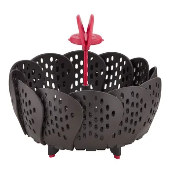 Tefal Ingenio Steamer Basket 14x9 cm Non Scratch Fordable Red & Black Award Winning Design K2071614