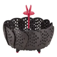 Tefal Ingenio Steamer Basket 14x9 cm Non Scratch Fordable Red & Black Award Winning Design K2071614